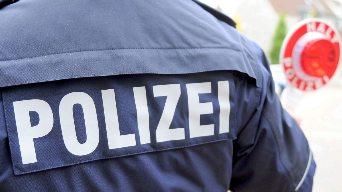 Symbolbild Symbolfoto Themenbild Themenfoto Blaulicht Polizei mit Kelle 