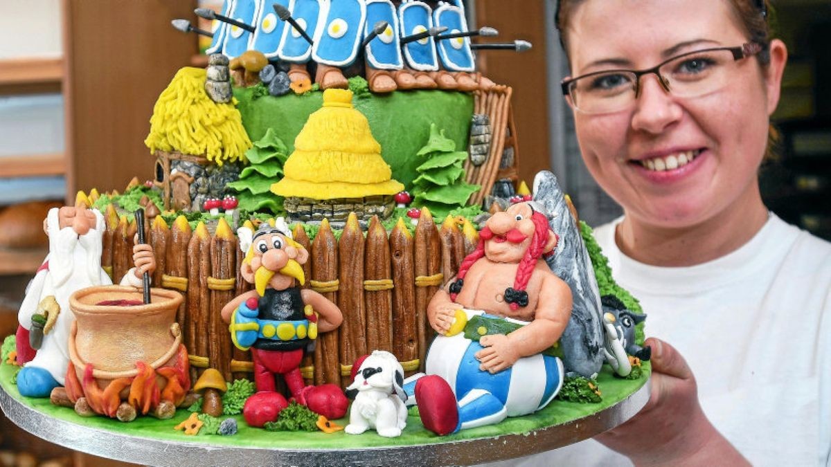 Mit dieser Asterix-Torte gewann Josephine Pätz, Konditorin in der Bäckerei Eckleben in Ebeleben, einen ersten Platz beim 