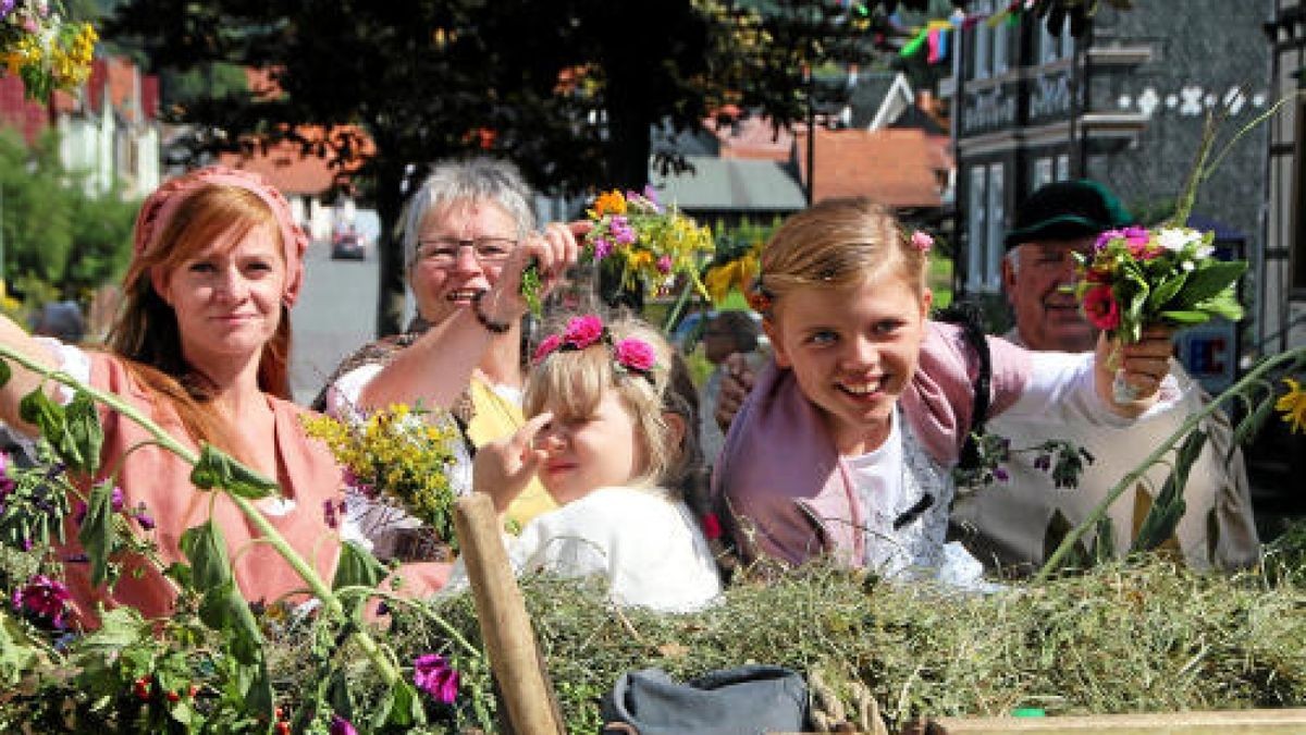 Ein großer Festumzug beschließt die Luther-Woche in Tambach-Dietharz. Hunderte Mitwirkende setzen in 33 Bildern Tambach-Dietharz in der Zeit vor 500 Jahren in der Reformation in Szene. Foto: Wieland Fischer