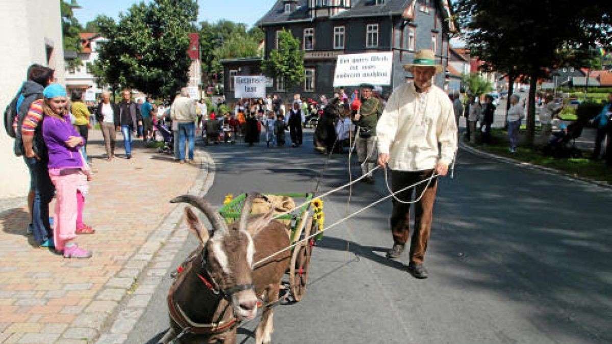 Ein großer Festumzug beschließt die Luther-Woche in Tambach-Dietharz. Hunderte Mitwirkende setzen in 33 Bildern Tambach-Dietharz in der Zeit vor 500 Jahren in der Reformation in Szene. Foto: Wieland Fischer