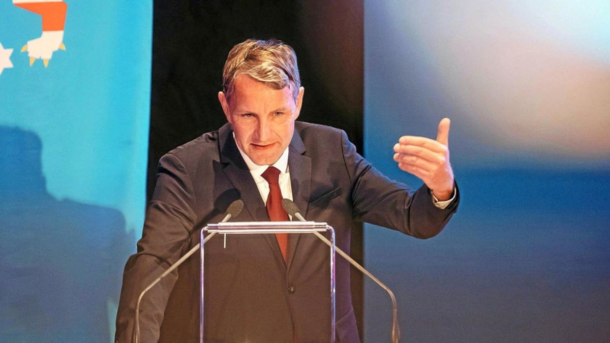 Thüringens AfD-Landeschef Björn Höcke beim Landesparteitag in Arnstadt.