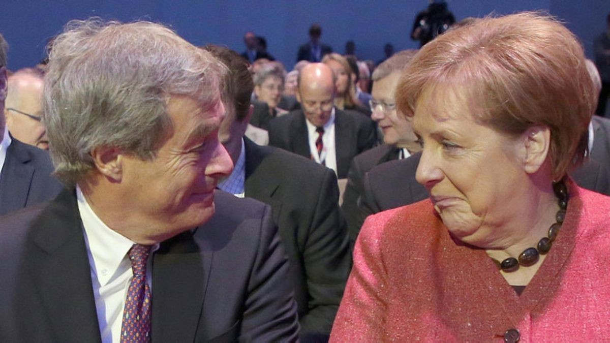 Bundeskanzlerin Angela Merkel (CDU) und Ingo Kramer, Präsident des Bundes Deutscher Arbeitgeber, BDA. Archivfoto: Wolfgang Kumm