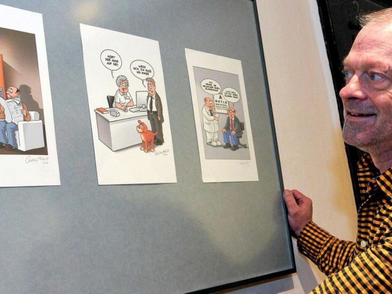 Cartoonist Christian Habicht stellt in der Kleinen Galerie Gucke in Bad