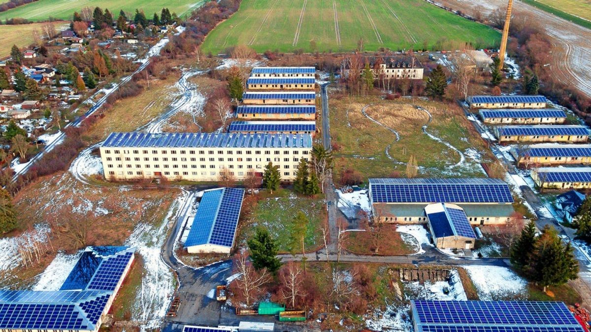 Das Foto (aufgenommen Ende Januar mit einer Drohne) zeigt das Gelände des ehemaligen B-Lagers am Mühlhäuser Stadtwald.