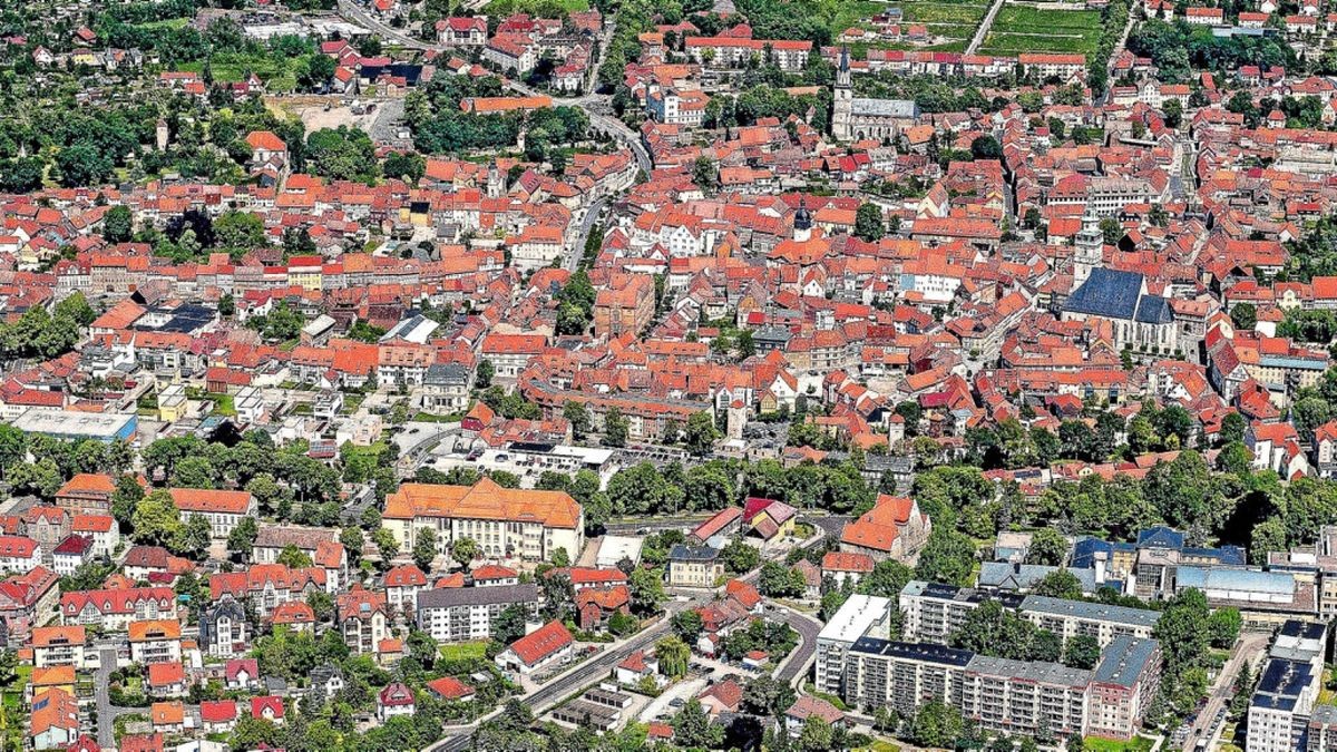 Bad Langensalzas Kernstadt von oben (Ausschnitt): Sie hat gut 12.000 Einwohner.