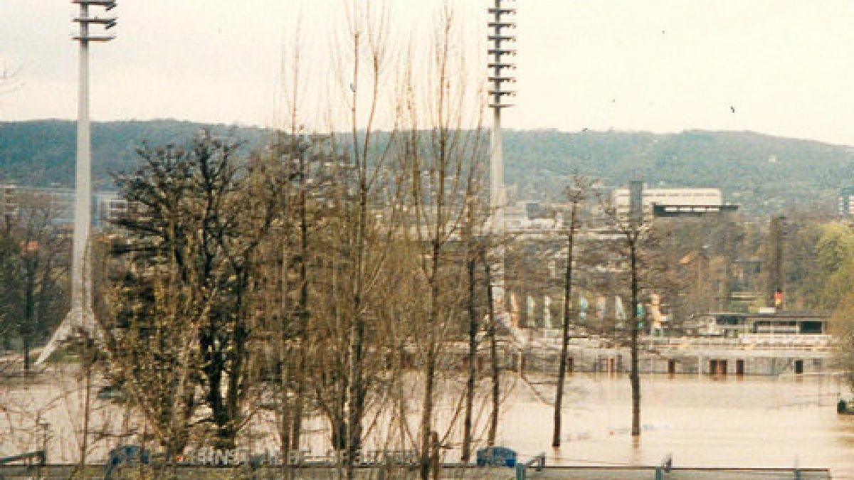 Wassermassen überfluteten 1994 das Jenaer Ernst-Abbe-StadionFoto: Stadtmuseum Jena