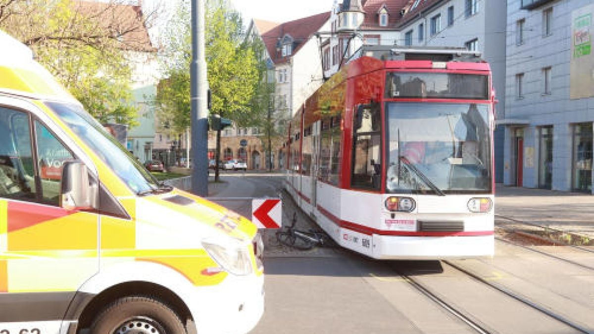 Straßenbahnunfall in Erfurt.