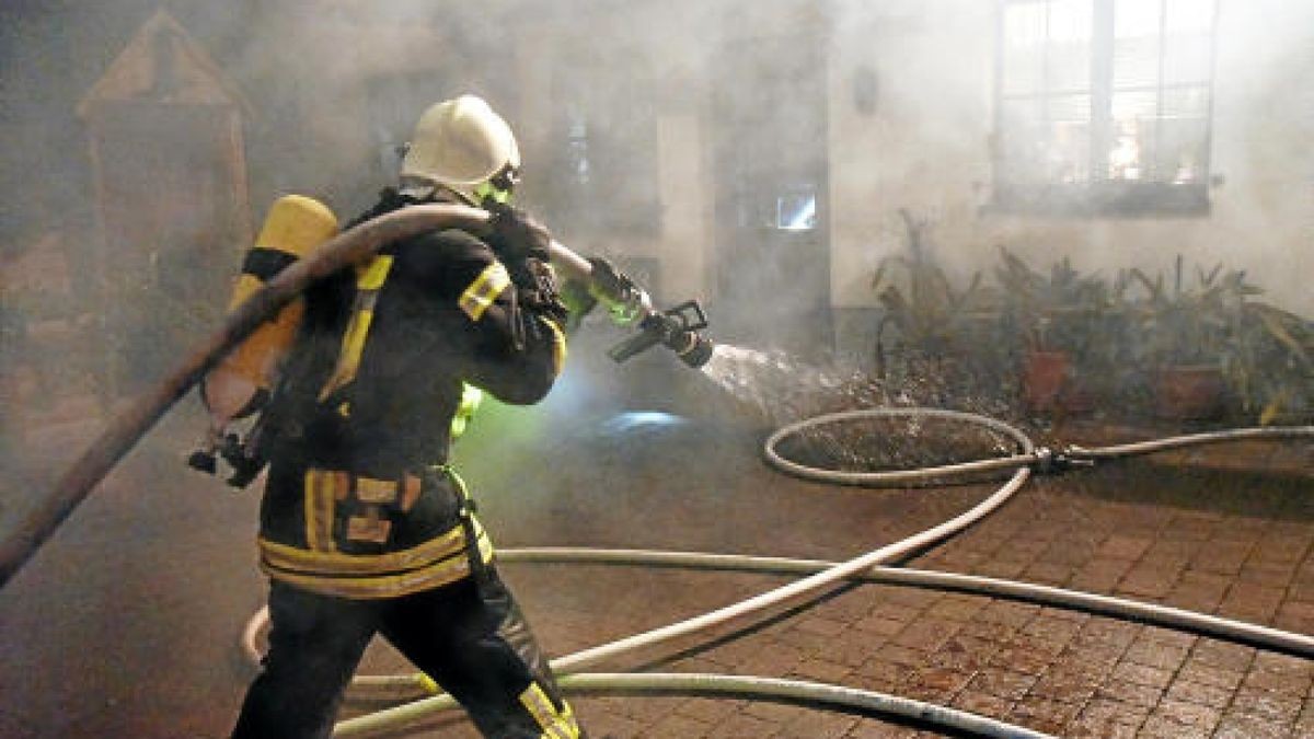 Brand auf einem Grundstück im Hinterland von Thälmann- und Röhrstraße in Weimar. Foto: Michael Baar