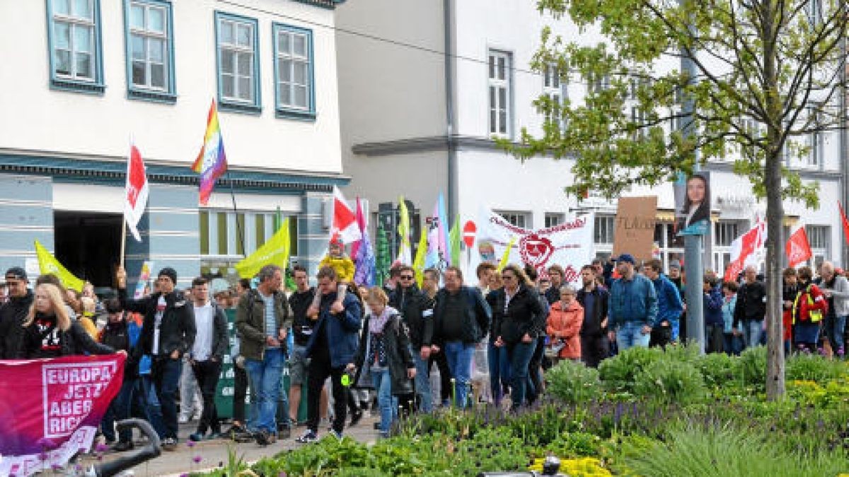 Mai-Demonstration in Erfurt.