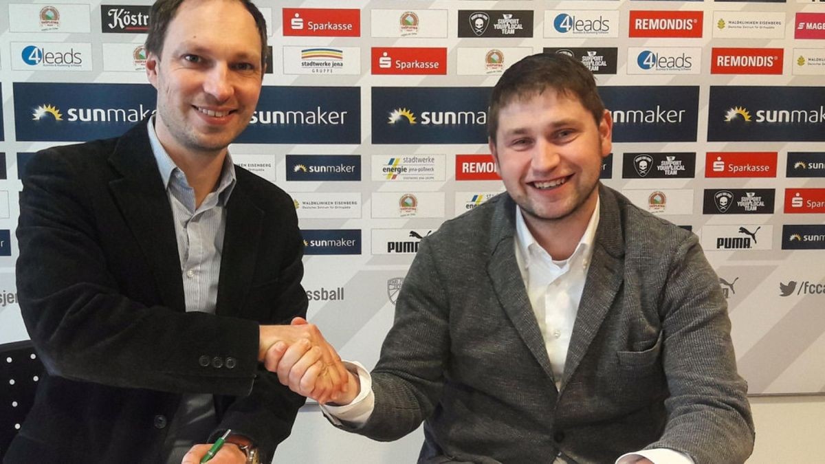 Patrick Widera (Geschäftsführer FC Carl Zeiss Jena e.V.) und Mike Neumeister (Geschäftsführer ad hoc gaming GmbH).