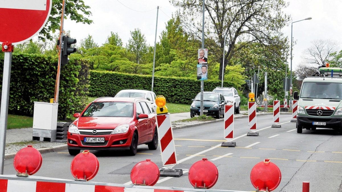 Die Baustelle in der Biereyestraße in Erfurt.