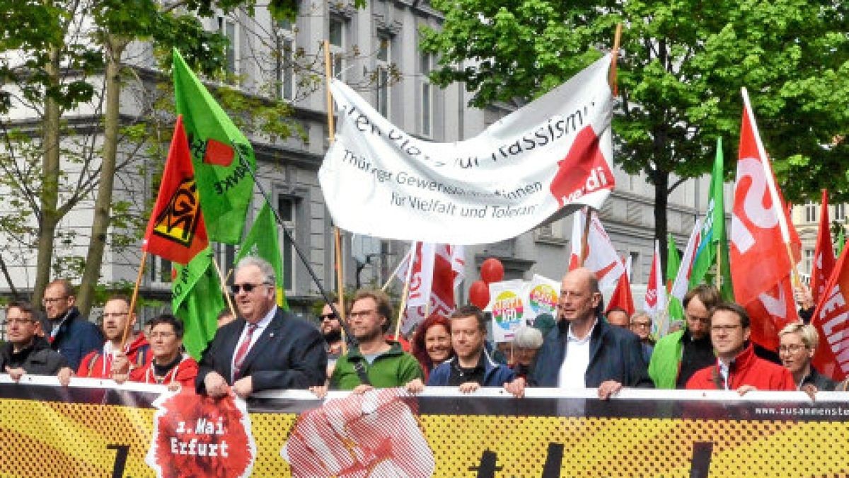 1. Mai in Erfurt, Maidemonstrantion, DGB, Umzug und Fest der VielenFoto: Holger Wetzel