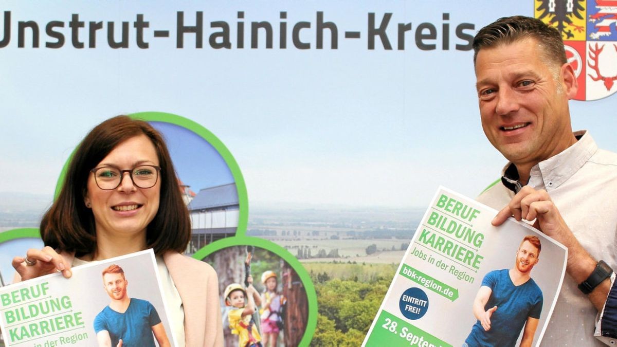 Says-Marketing aus Erfurt organisiert die Berufsmesse. Jennifer Jose ist Projektmanagerin und Axel Wieczorek Geschäftsführer des Unternehmens.