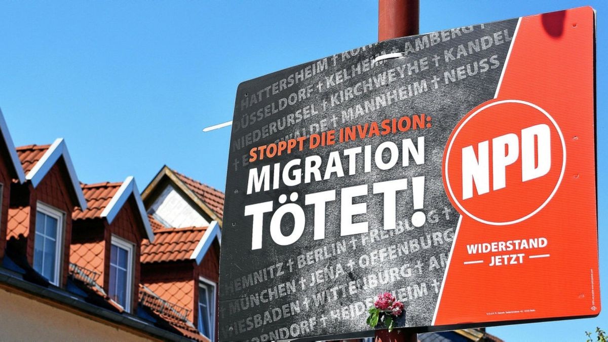 Auch in Ohrdruf hängen vor der Europawahl 2019 die umstrittenen Wahlplakate der NPD. Die Partei muss diese umstrittenen Wahlplakate in Thüringen abhängen. Das hat das Thüringer Innenministerium entschieden. Archivfoto: Claudia Klinger