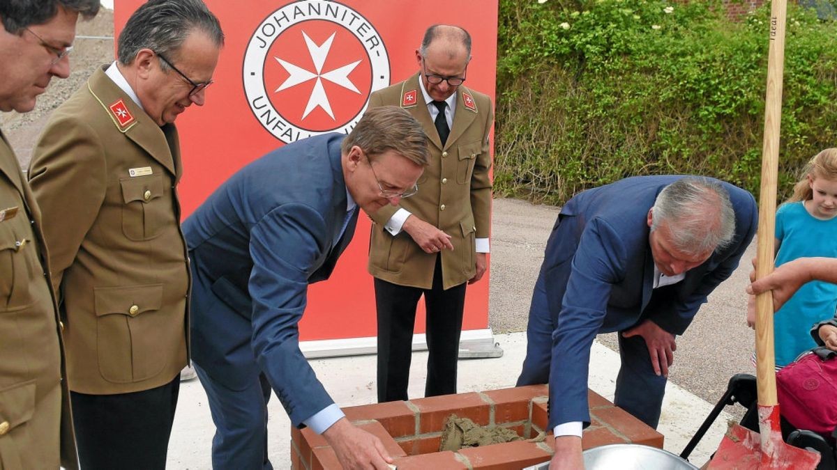 Grundsteinlegung für die Andreasgärten auf dem Petersberg mit Thüringens Ministerpräsident Bodo Ramelow und Erfurts Oberbürgermeister Andreas Bausewein.