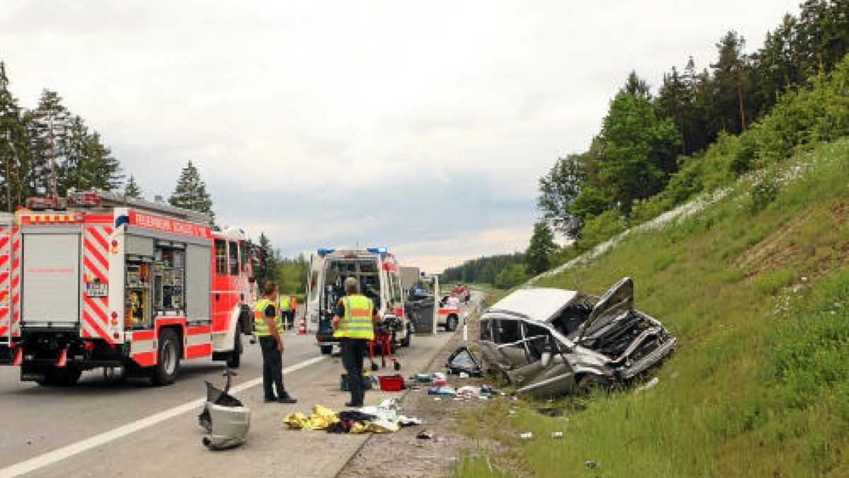 Bei dem Unfall auf der Bundesautobahn 9 bei Dittersdorf sind vier Menschen, davon eine hochschwangere Frau, zum Teil schwer verletzt worden. Foto: Oliver Nowak