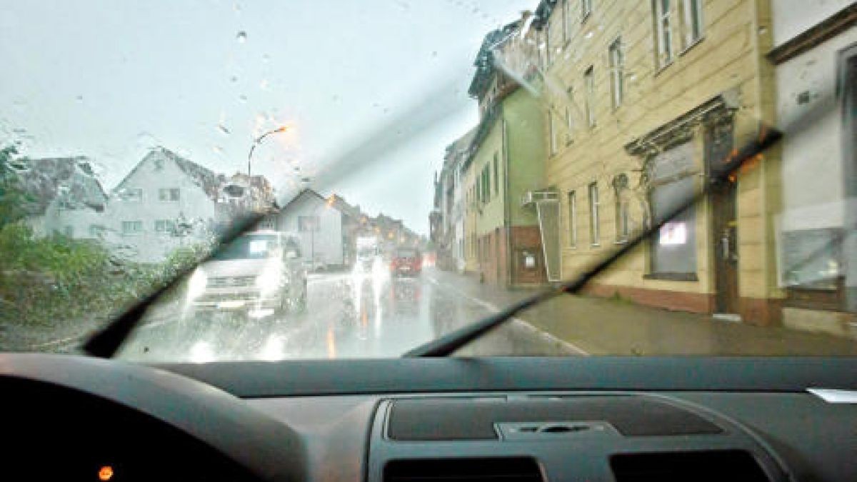 Äste eines Baumes sind am Kiliansgraben 10 in Mühlhausen abgeknickt und haben das Auto eines Pflegedienstes beschädigt. Foto: Daniel Volkmann