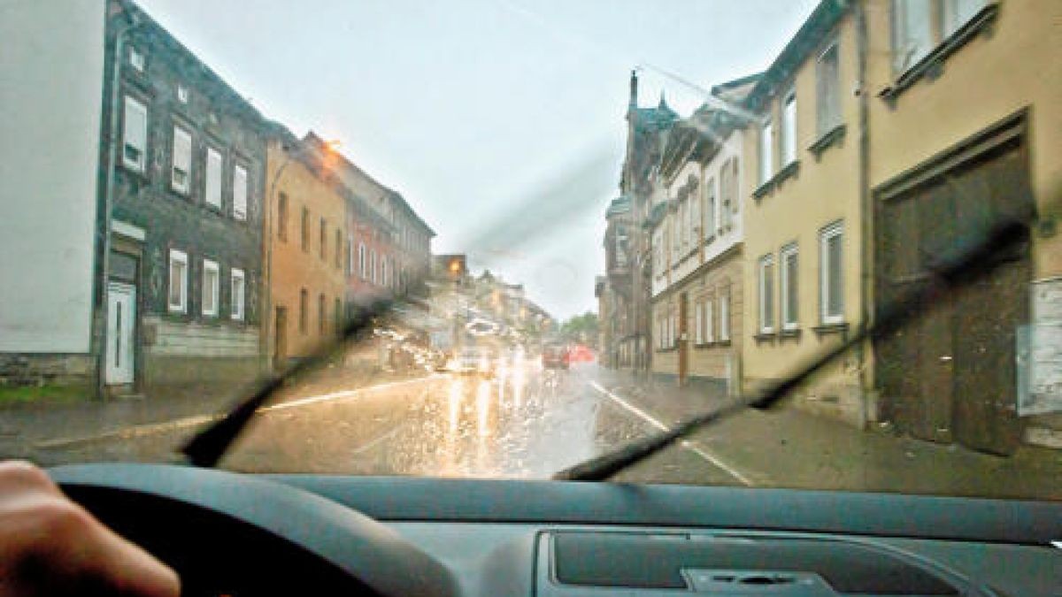 Äste eines Baumes sind am Kiliansgraben 10 in Mühlhausen abgeknickt und haben das Auto eines Pflegedienstes beschädigt. Foto: Daniel Volkmann