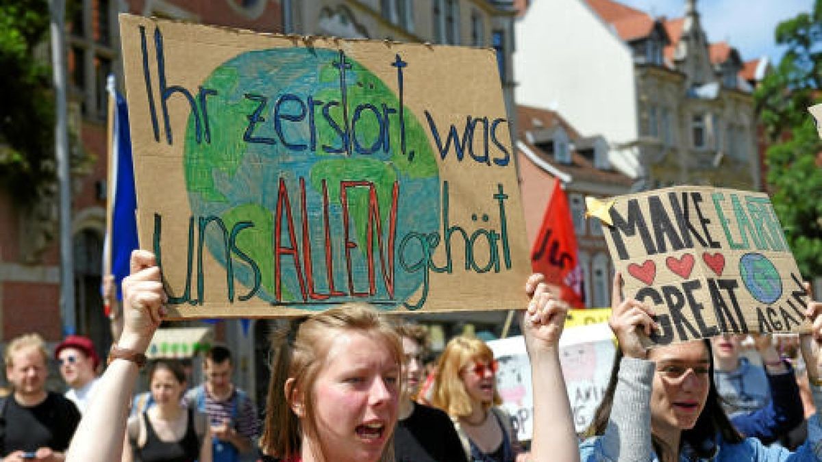 Eindrücke von der Fridays for future-Demonstration in Erfurt.