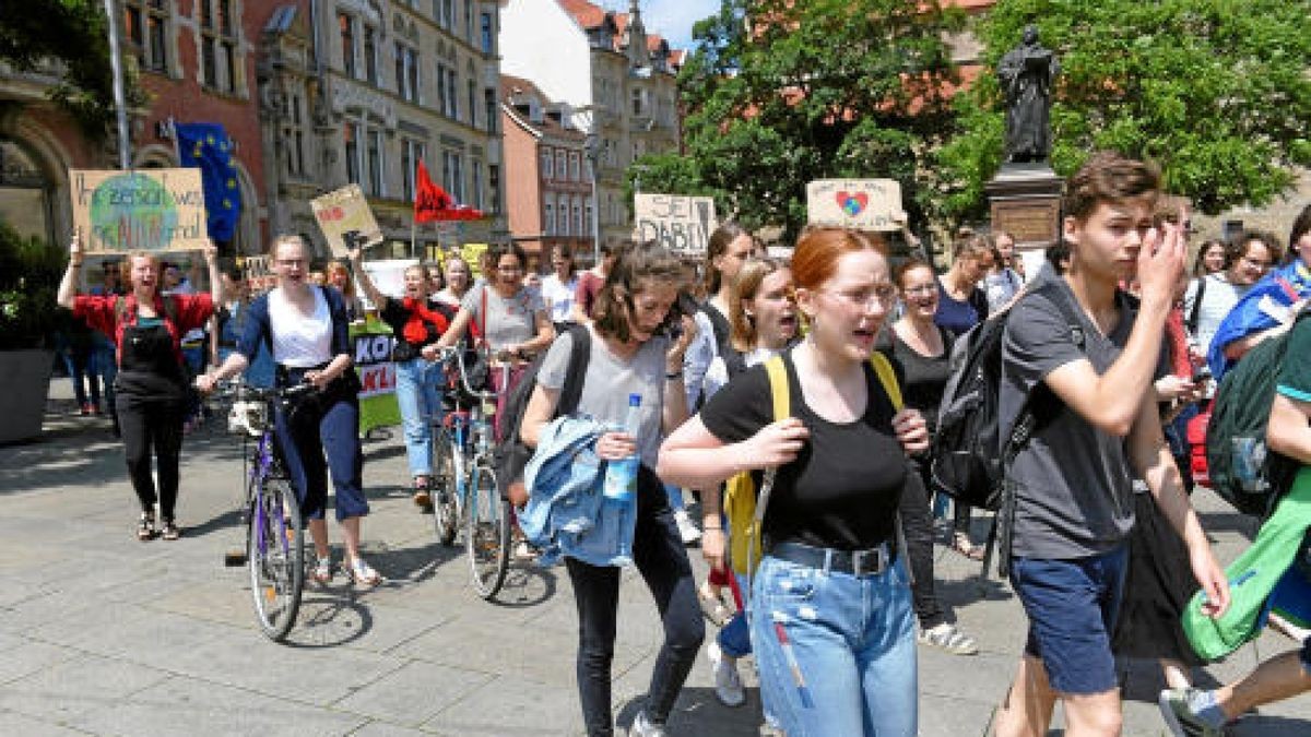 Eindrücke von der Fridays for future-Demonstration in Erfurt.