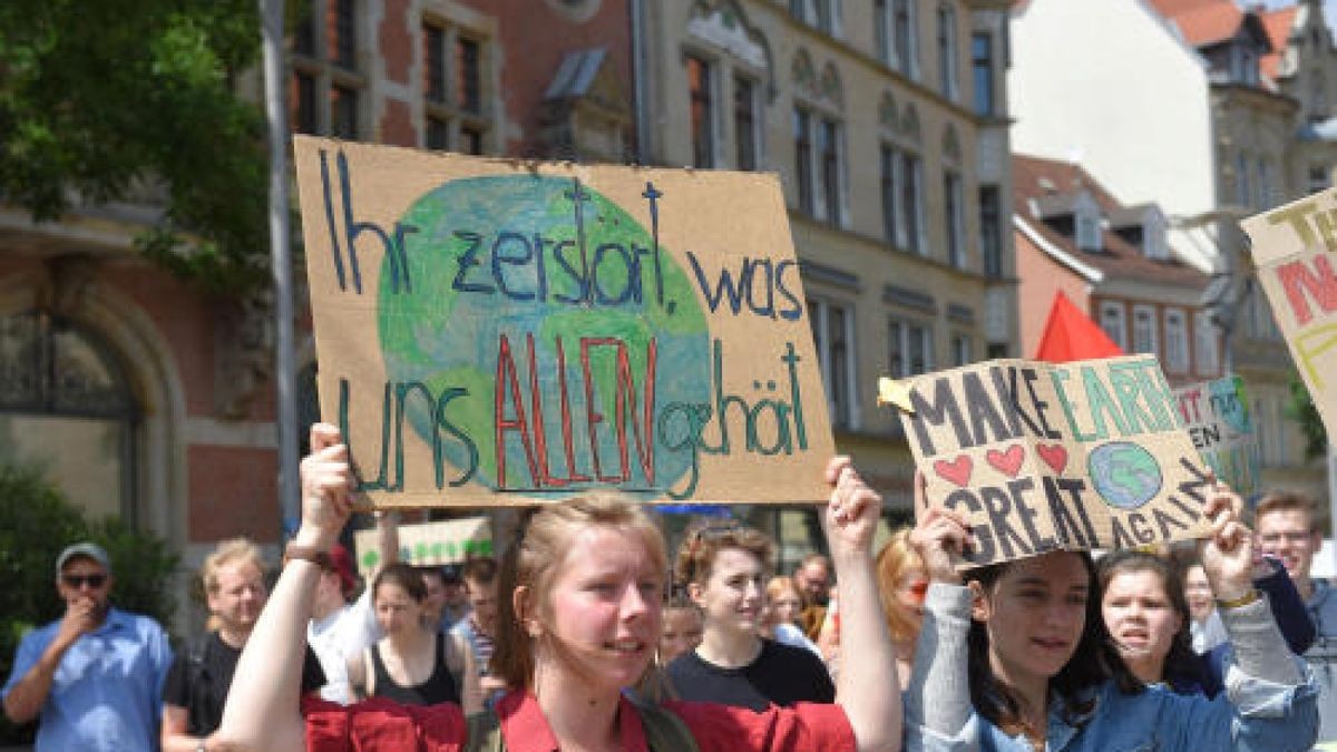 Eindrücke von der Fridays for future-Demonstration in Erfurt.