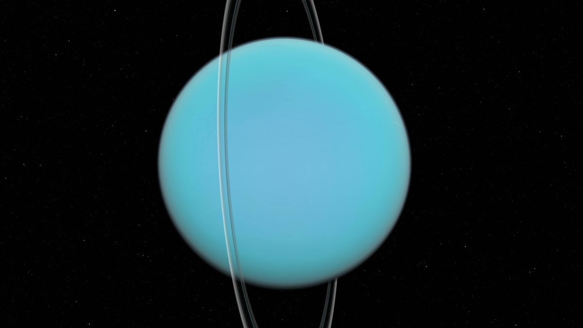 Ganz weit draußen im Universum zieht Uranus seine Runden. Allerdings dreht sich der Planet nicht um die eigene Achse, vielmehr rollt er vorwärts auf seiner Umlaufbahn um die Sonne.