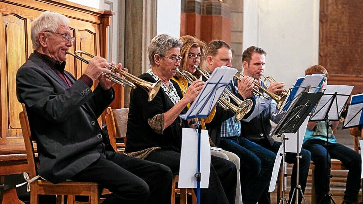 Im Gottesdienst ist der Posaunenchor eine Größe:  Dieter  Lauterbach (von links), Friedegunde Seitz, Cornelia Kistner,  Rüdiger Ehlers, Lars Apel und Jacob Ehlers.