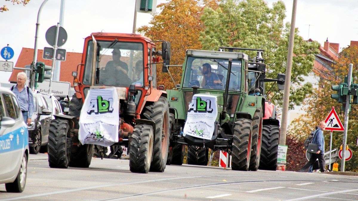 1500 Menschen, die für eine bessere Landwirtschaft demonstrieren wollten, versammelten sich am Samstag in Erfurt.