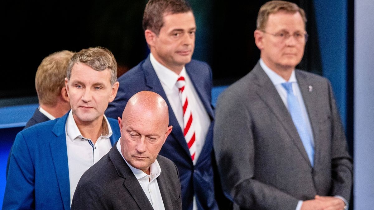 Foto: Bodo Ramelow (Die Linke), Mike Mohring (CDU), Thomas Kemmerich (FDP) und Björn Höcke (AfD)