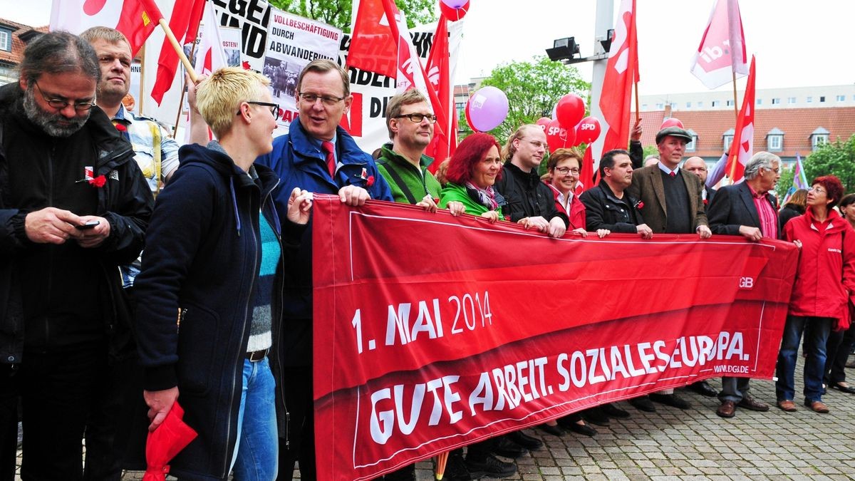 Eine Mai-Demonstration ohne Abstand, wie auf unserem Archivfoto von 2014, wird es in diesem Jahr nicht geben.