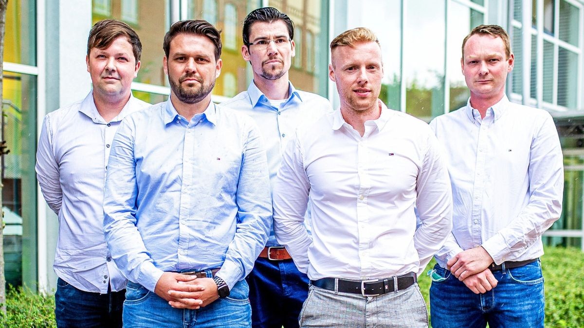 Torsten Klaus (2. von links) ist neuer Präsident von Wacker Nordhausen. Zur neuen Führung gehören zudem Steve Meier, Philipp Hoinkis, Marcus Bossog und Nils Porombka (von links).