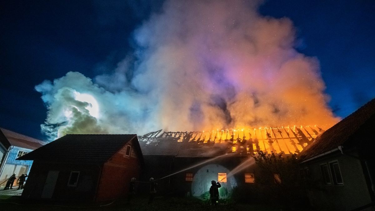 Die Scheune und das Nachbargebäude, ein ehemaliger Kuhstall, brannten komplett aus. Die Wehren konnten aber das Übergreifen der Flammen auf das Wohnhaus, auf ein weiteres Stallgebäude und das ehemalige Melkhaus verhindern. Die Brandursache ist noch unklar, der Sachschaden ist immens.