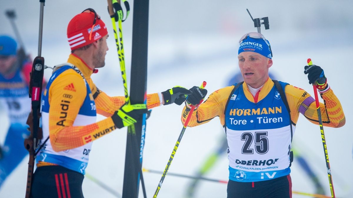 Arnd Peiffer (li.) und Erik Lesser (re.) landeten im Jagdrennen auf den Plätzen zehn und elf.