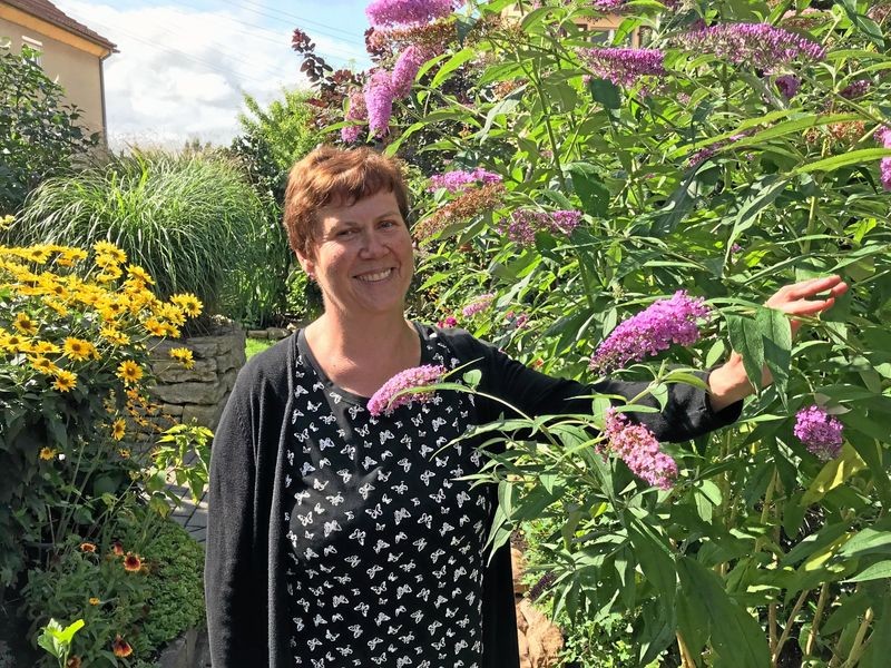 Im Garten von Gärtner Pötschkes Urenkelin in Stadtroda