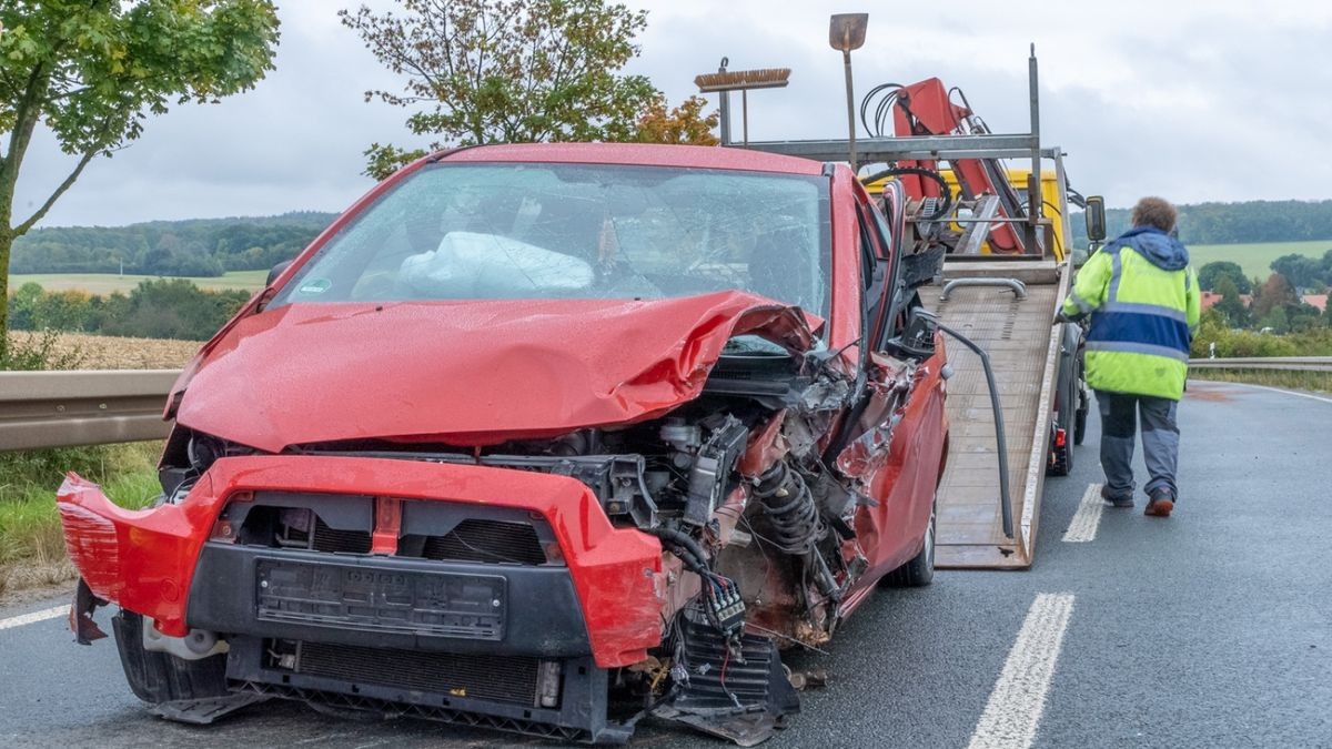 Hier befand sich eine junge Frau, die mit ihrem Mitsubishi in Richtung Nohra fuhr.