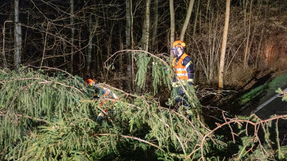 Feuerwehreinsatz auf der Landstraße L1053 zwischen Weimar-Legefeld und Bad Berka.