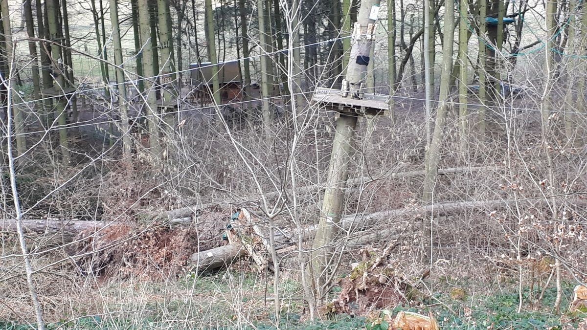 Die Februar-Stürme haben durch umgestürzte Bäume den Kletterwald am Datenberg in Bad Tabarz schwer beschädigt. Derzeit ist noch nicht klar, ob die Attraktion, die eigentlich am 26. März in die neue Saison starten sollte, überhaupt wieder aufgebaut werden kann. Betreiber Danny Luderer hat zudem in seinem zweiten Kletterwald in Hohenfelden Sturmschäden zu verzeichnen.