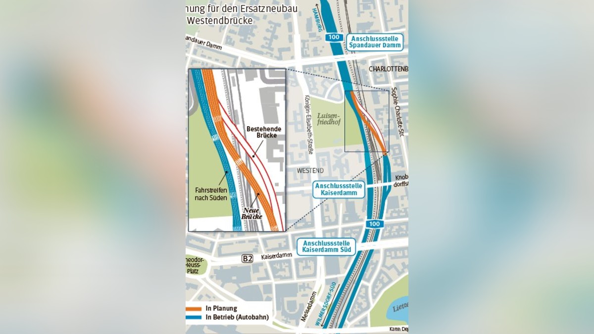 A100 in Berlin: Das sind die Pläne für den Neubau der Westendbrücke