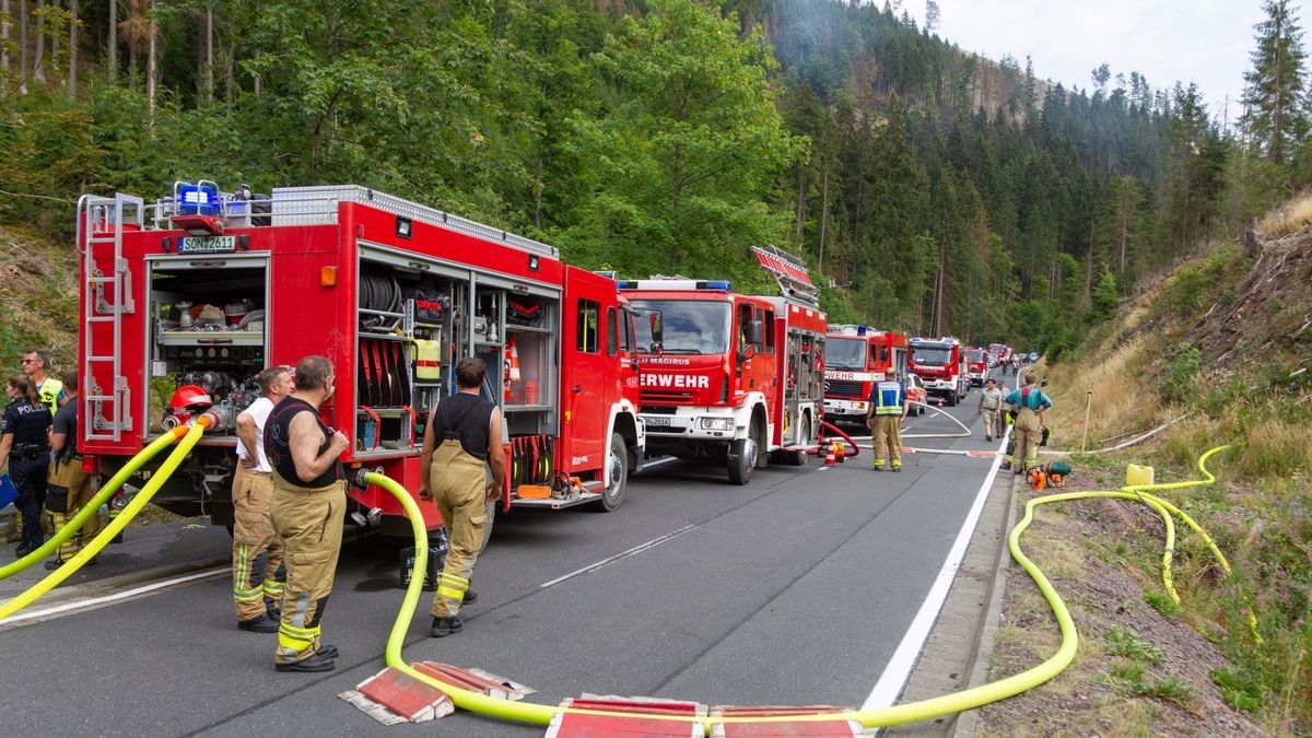 Am Mittwoch gerieten auf einem Berg nördlich von Steinach (Landkreis Sonneberg) ein Bagger und ein Rückemaschine bei Holzarbeiten in Brand.