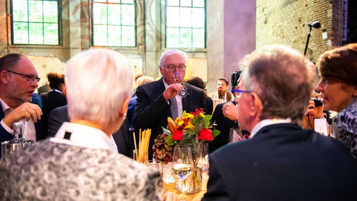 Bundespräsident Frank-Walter Steinmeier im Gespräch mit Bürgern bei einem Treffen in der 