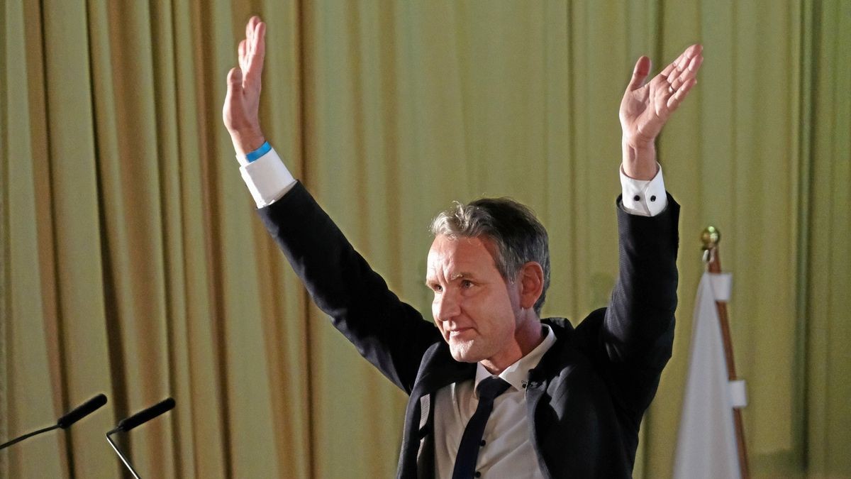 Björn Höcke wurde in Pfiffelbach als AfD-Landeschef bestätigt.