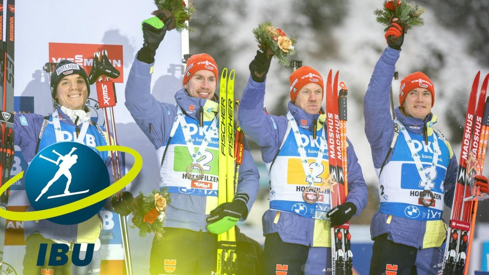 Biathlon MännerStaffel bei NorwegenSieg auf Rang drei
