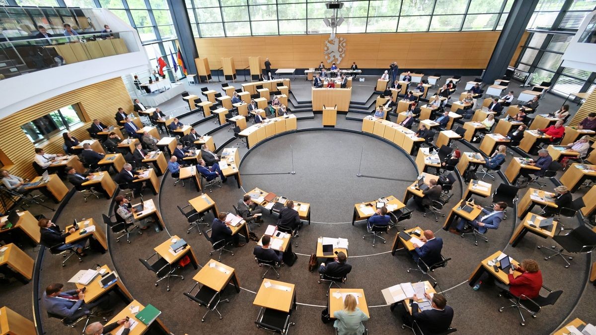 Blick in den Plenarsaal des Thüringer Landtags.