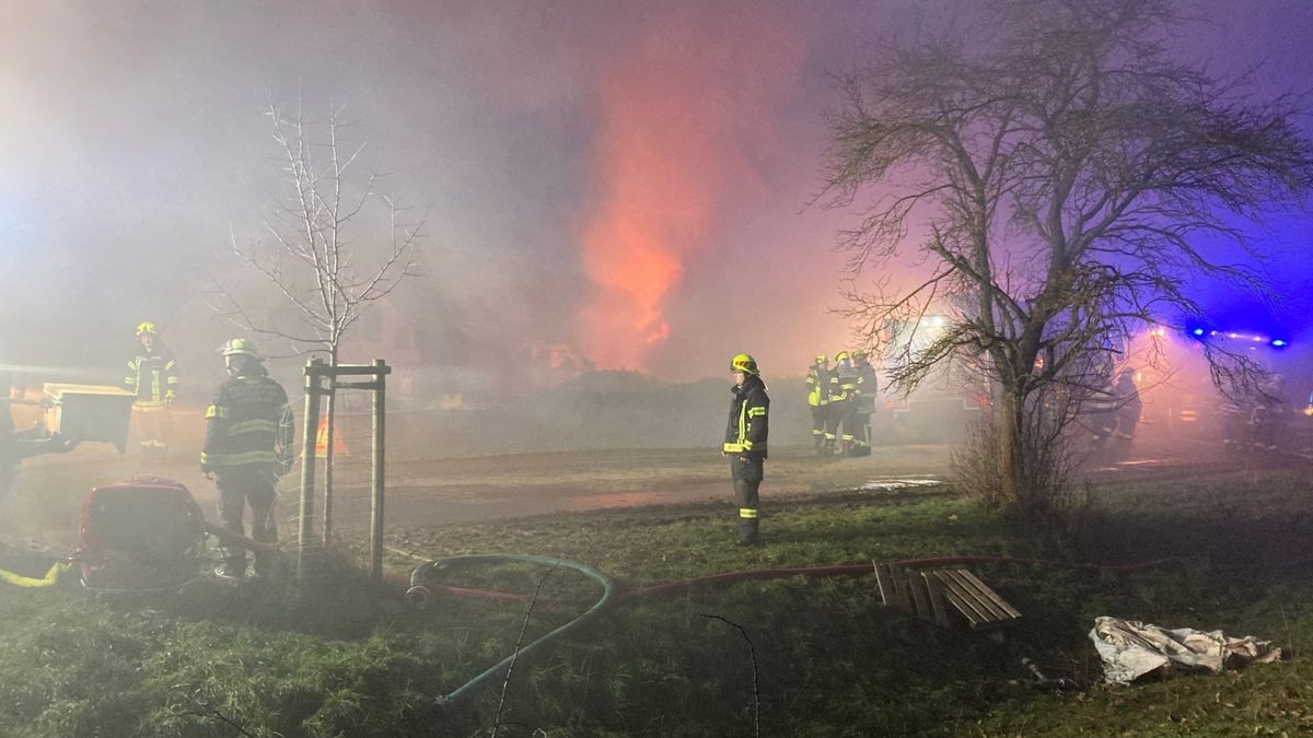 Dutzende Feuerwehrleute sind im Einsatz.