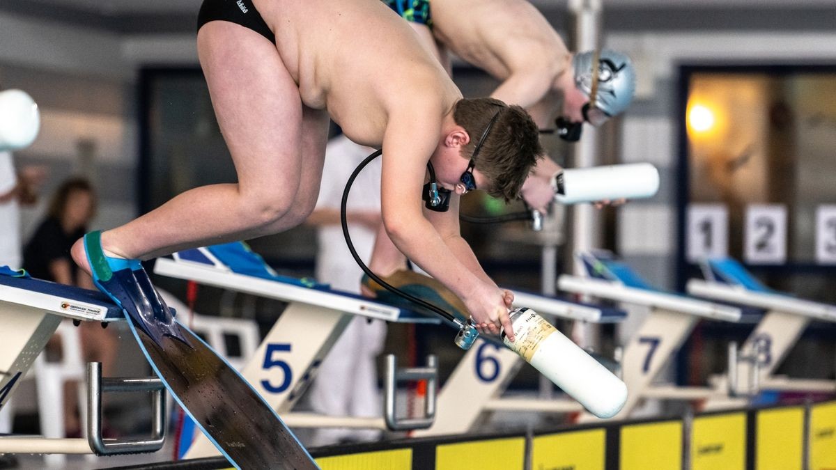 Bilder von den Meisterschaften im Flossenschwimmen.