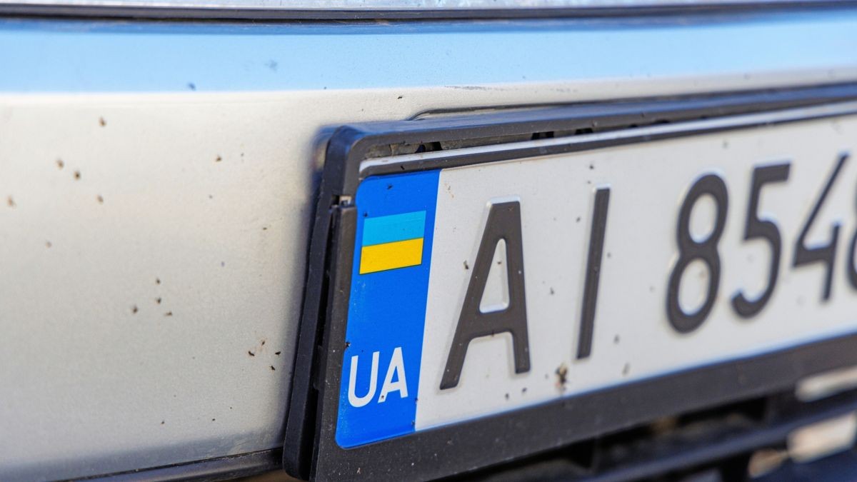 Ein Auto mit ukrainischen Kennzeichen (Symbolfoto).