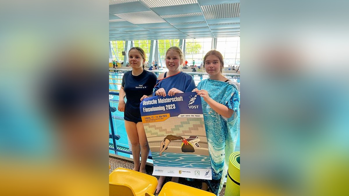 Die Weimarerinnen Lena-Maria Pontes, Maline Hüttig und Annie Seyfahrt (von links) bei den Deutschen Meisterschaften.