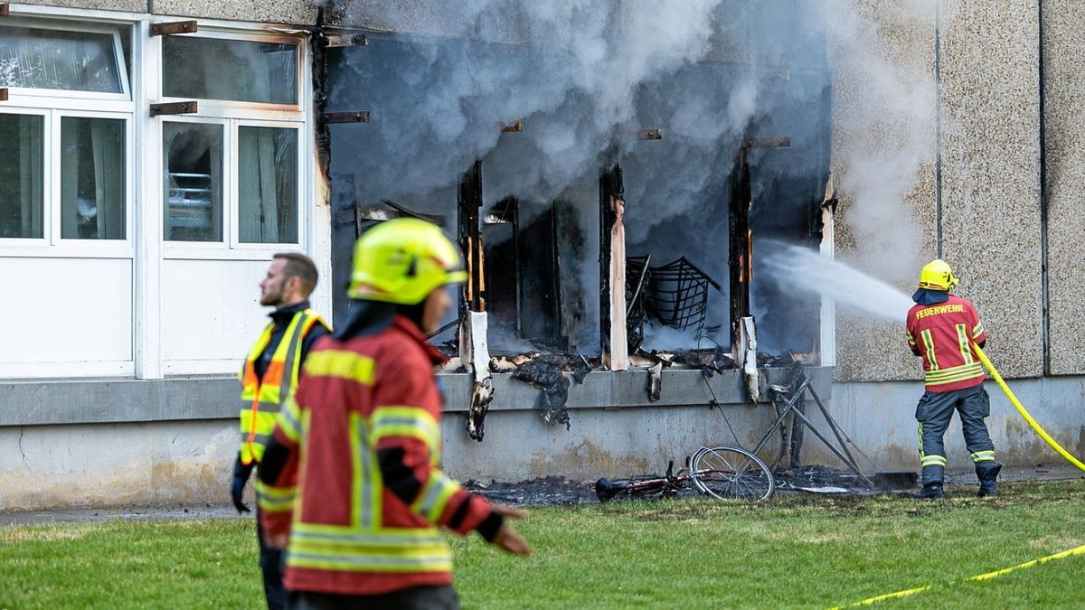 Am frühen Sonntagmorgen kam es in der Gemeinschaftsunterkunft für Asylbewerber in Apolda zu einem Brand. Foto: Johannes Krey 