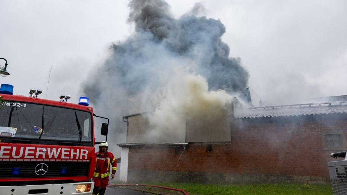 Eine dichte Rauchwolke war über dem Brandort zu sehen.