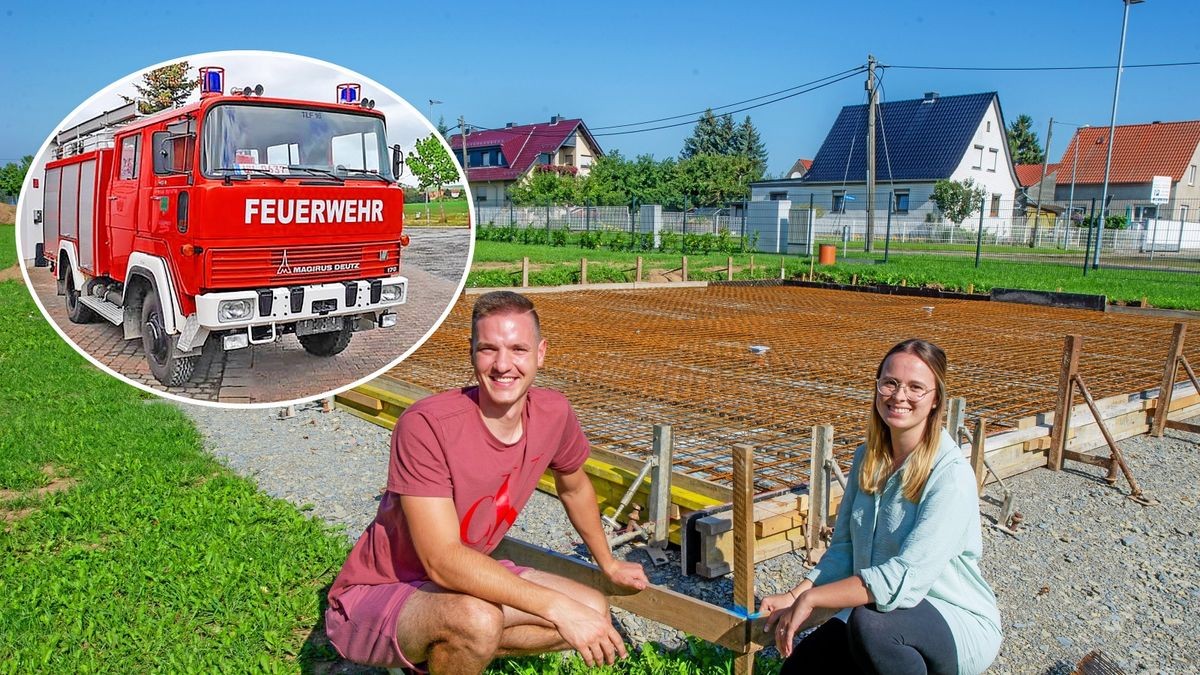 Fabian Melzer und Anniken Erben bauen in Großmehlra ein Wohnhaus samt Feuerwehrgarage. Das Paar möchte möglichst viel selbst Hand anlegen.